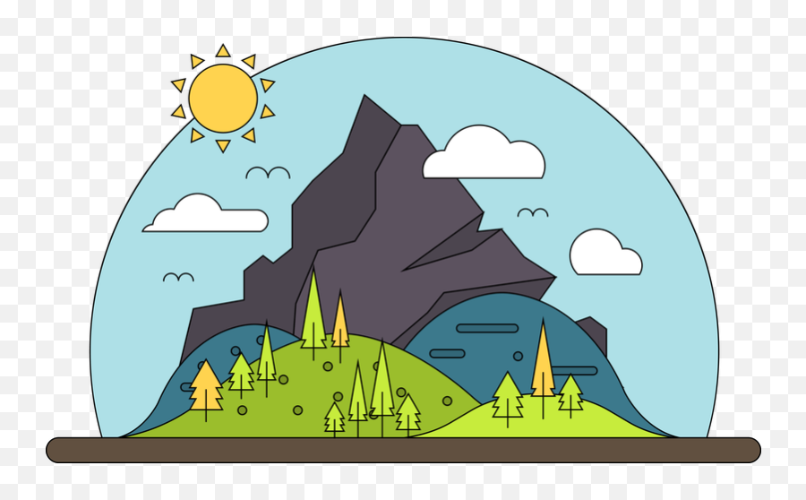 Download Mountain Vector Cartoon - Vector Mountain Clipart Png Emoji,Animated Mountain Climbing Emoticons