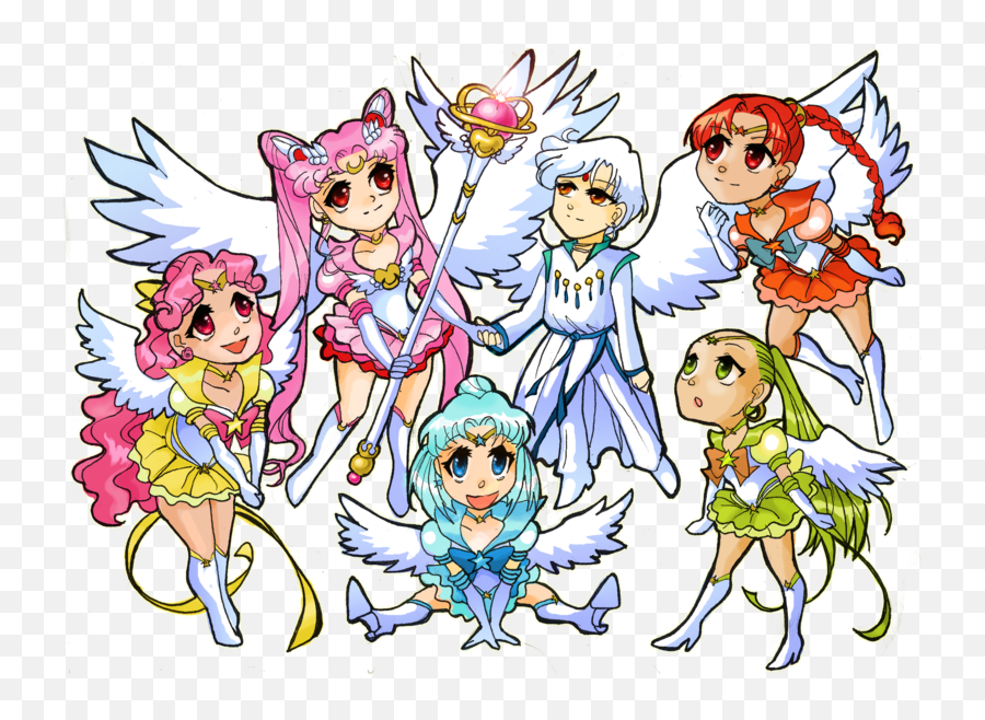 Download Chibi Helios And Pink Ladies By Azure And Copper - Fictional Character Emoji,Sailor Moon Emojis