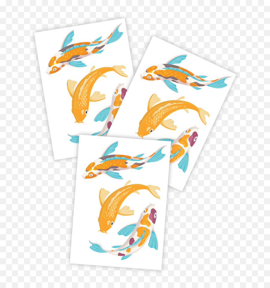 Koi Fish Temporary Tattoos Set Of 3 Body Stickers Emoji,Carp Emoji