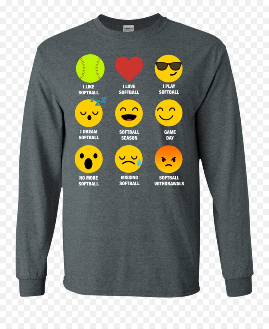 I Love Softball Emoji Emoticon Team Jersey Style Graphic Ls - Long Sleeve,Emoji 89