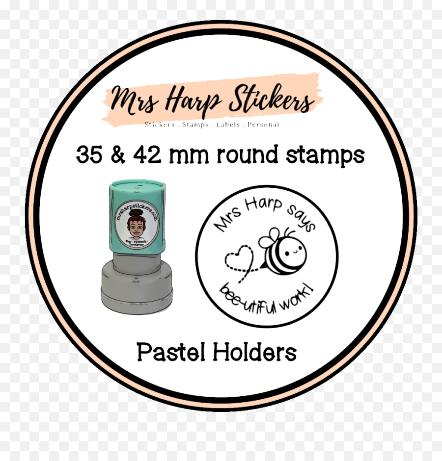 35 U0026 42mm Round Stamps U2013 Tagged Pre Inked Stamp U2013 Mrs Harp - Postage Stamp Emoji,Les Miserables In Emoji