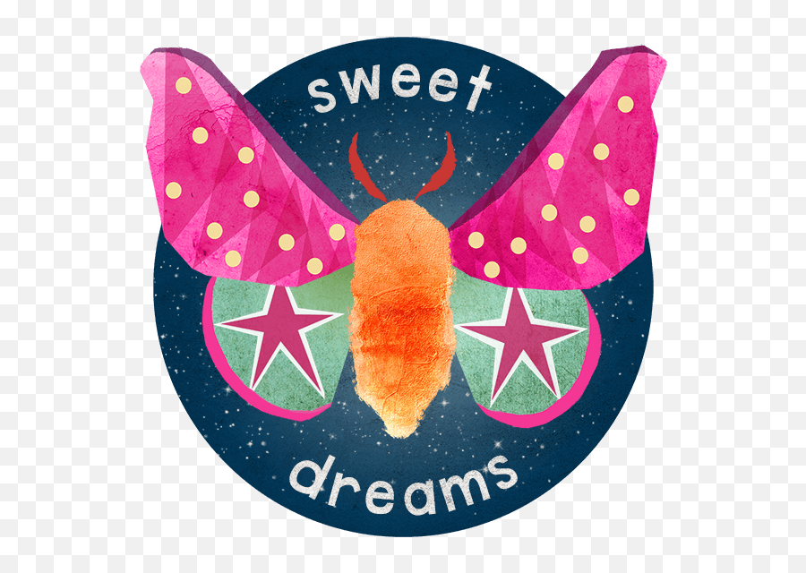 Midnight Moth Bedtime Stickers By Crystal Smith - Girly Emoji,Goodnight Emoji Text