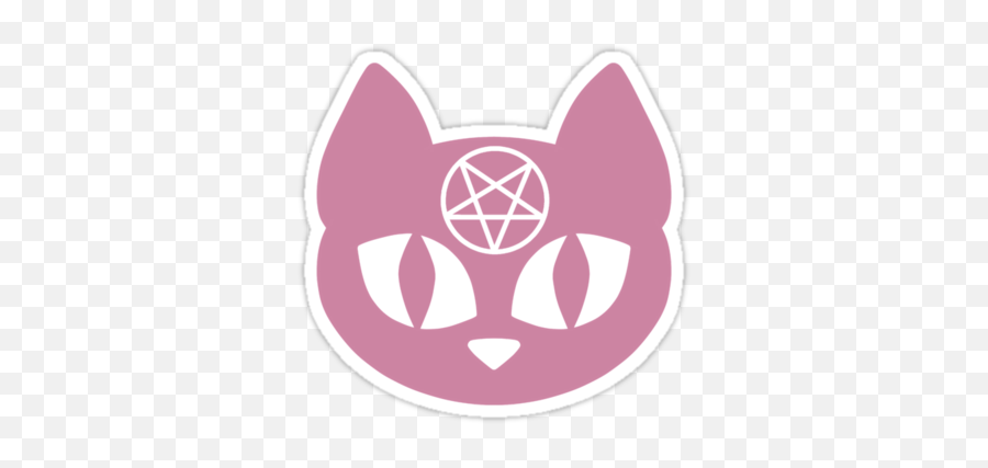 Pentagram Cat Pink - Automotive Decal Emoji,Inverted Pentagram Emoji