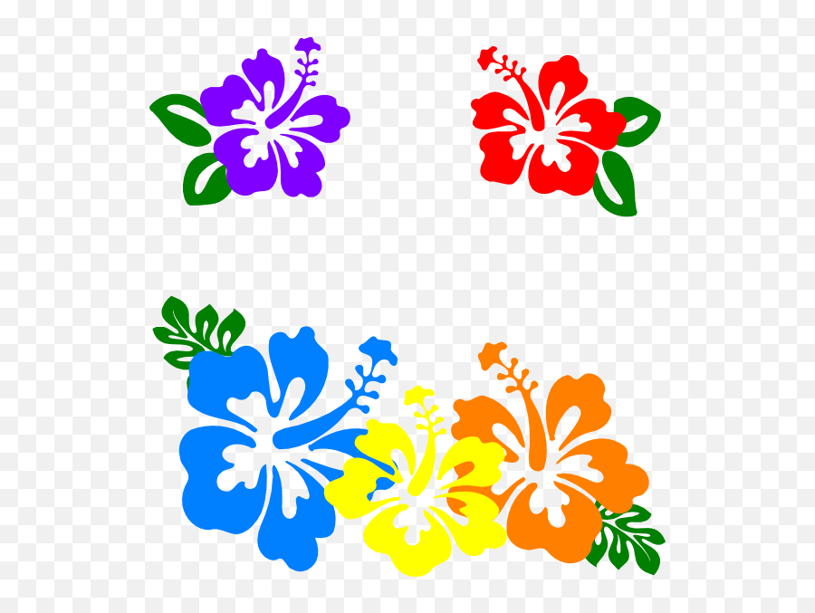 Hibiscus Clip Art Flower Svg Files - Hawaiian Flower Design Emoji,Emoticons With Hula Girls And Leis