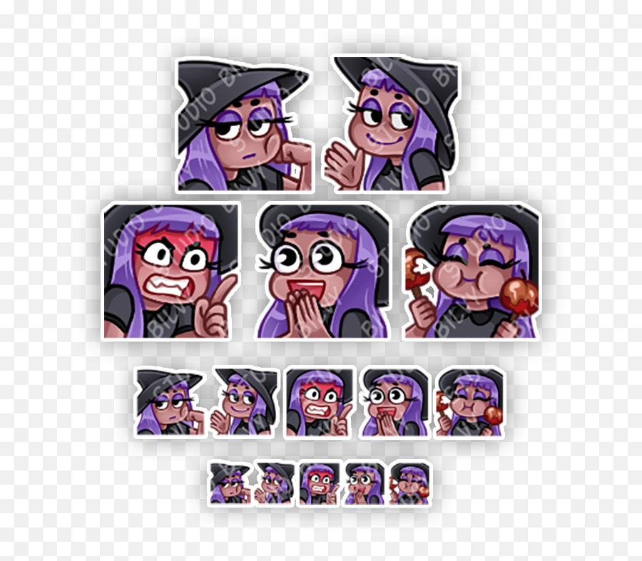 Premade Emotes Purple Haired Witch - Fictional Character Emoji,Twith Emojis