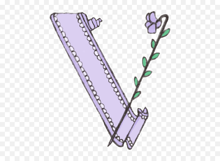 V Art Flower Purple Ribbon Sticker - Vertical Emoji,Purple Ribbon Emoji