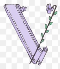 V Art Flower Purple Ribbon Sticker - Vertical Emoji,Purple Ribbon Emoji