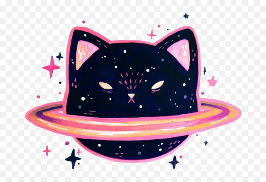 Cat Saturn Girl Tumblr Sticker - Sticker Cat Emoji,Cat Girl Emoji
