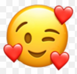 Emoji Wink Hearts Sticker By Popcorn - Blushing Emoji With Hearts,Winking Emoji