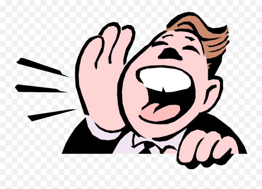 Vector Illustration Of Businessman Shouts Important Emoji,Yell Emoji