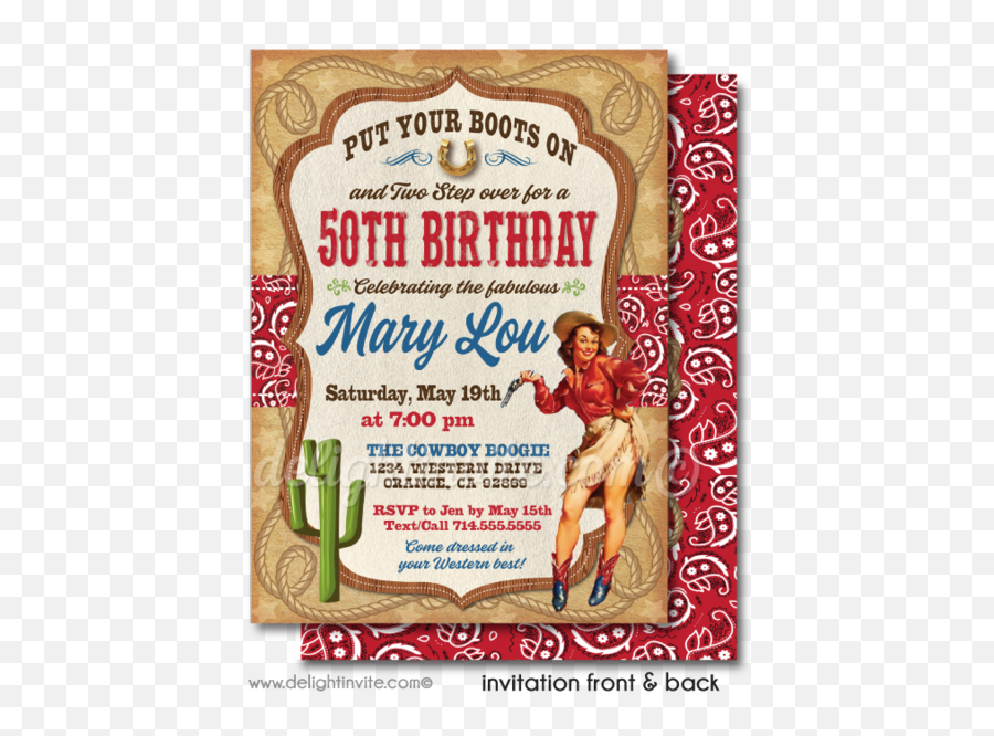 Digital Birthday Invites Tagged Cowgirl 50th - Swirly Country Theme Birthday Invitations Emoji,Rocker Text Emoticon