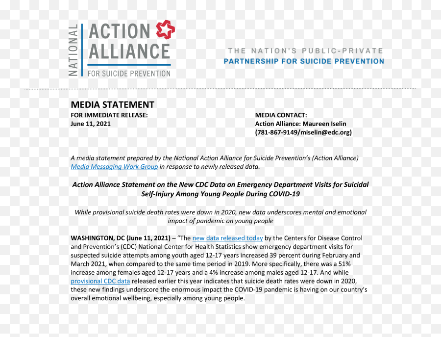 Action Alliance Statement On The New Cdc Data On Emergency Emoji,Emotion Actions