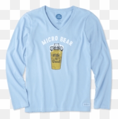 Micro Bear Long Sleeve Crusher Vee - Long Sleeve Emoji,Bear Emoji Shirt