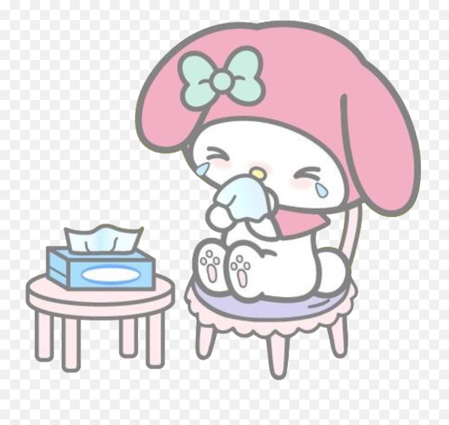 Mine Mymelody Cute Sticker - Crying My Melody Sad Emoji,Scared Crying Emoji Kawaii