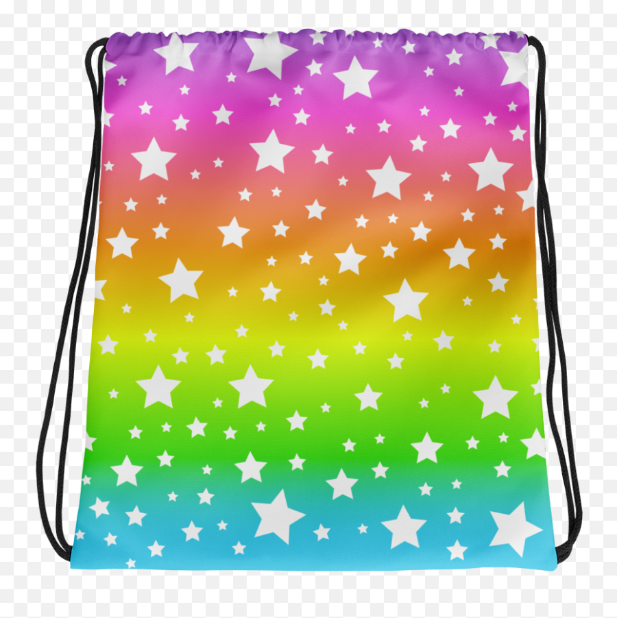White Stars Rainbow Ombre Drawstring Bag - Decorative Emoji,Rainbow Emoji Backpack