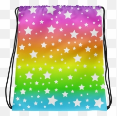 White Stars Rainbow Ombre Drawstring Bag - Decorative Emoji,Rainbow Emoji Backpack
