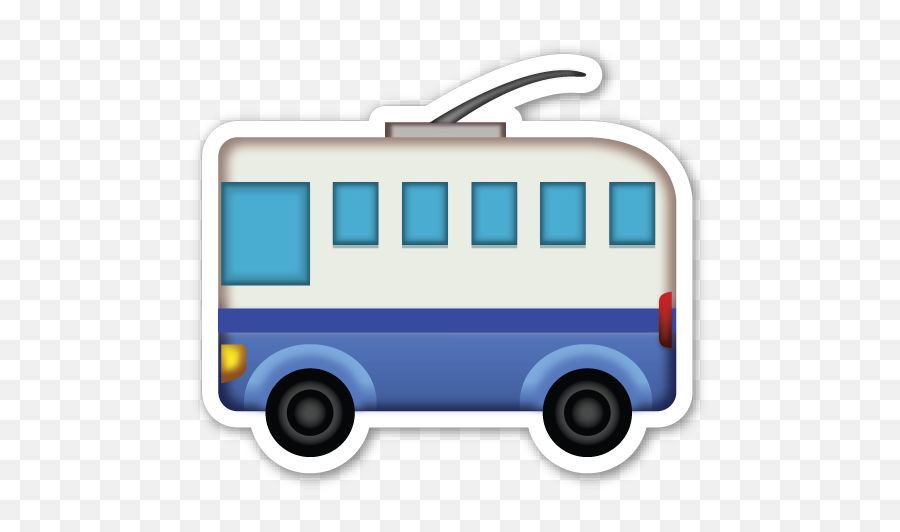 Trolleybus Red Bubble Stickers Emoji Stickers Bubble - Bus Emoji Png,Bubble Emoji