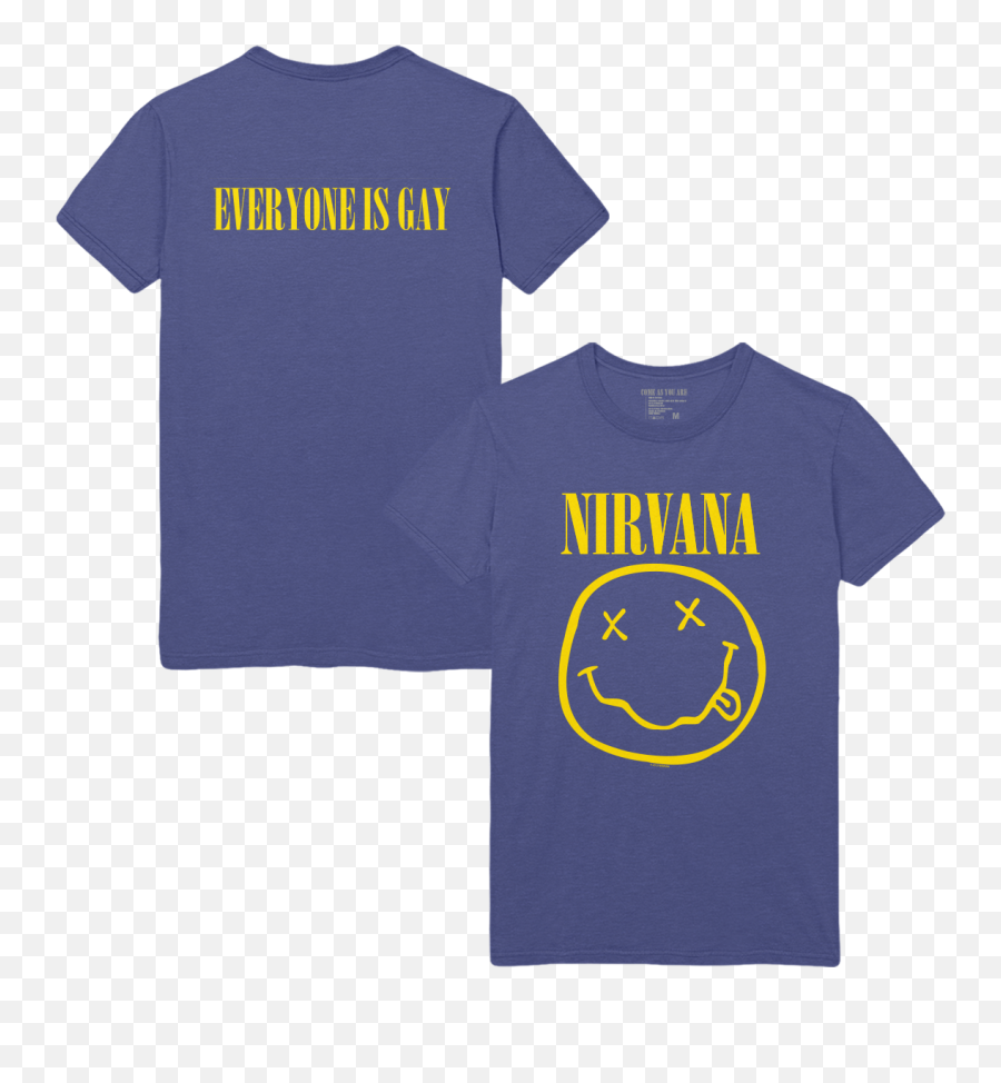 Everyone Is Gay Smiley Tee - Denim Nirvana Smiley Emoji,Emoticon Shirt