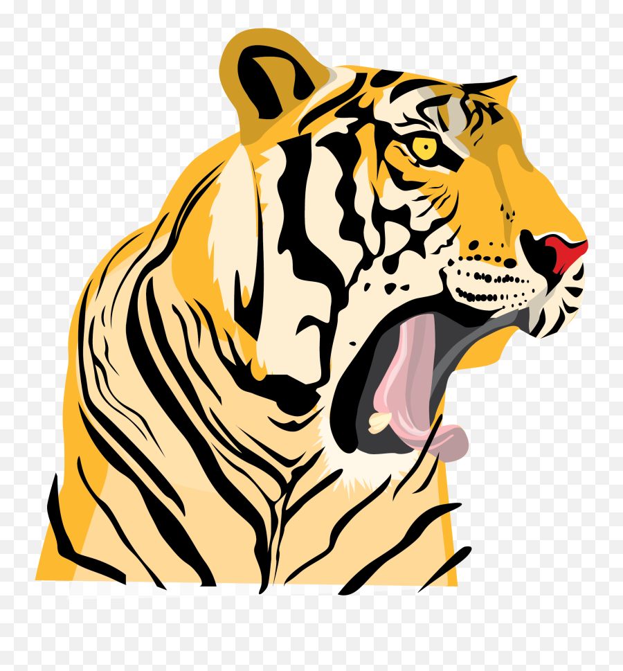 Tiger Roaring Drawing - Siberian Tiger Clipart Full Size Tiger Cartoon Drawing Roaring Emoji,Tiger Face Emoji