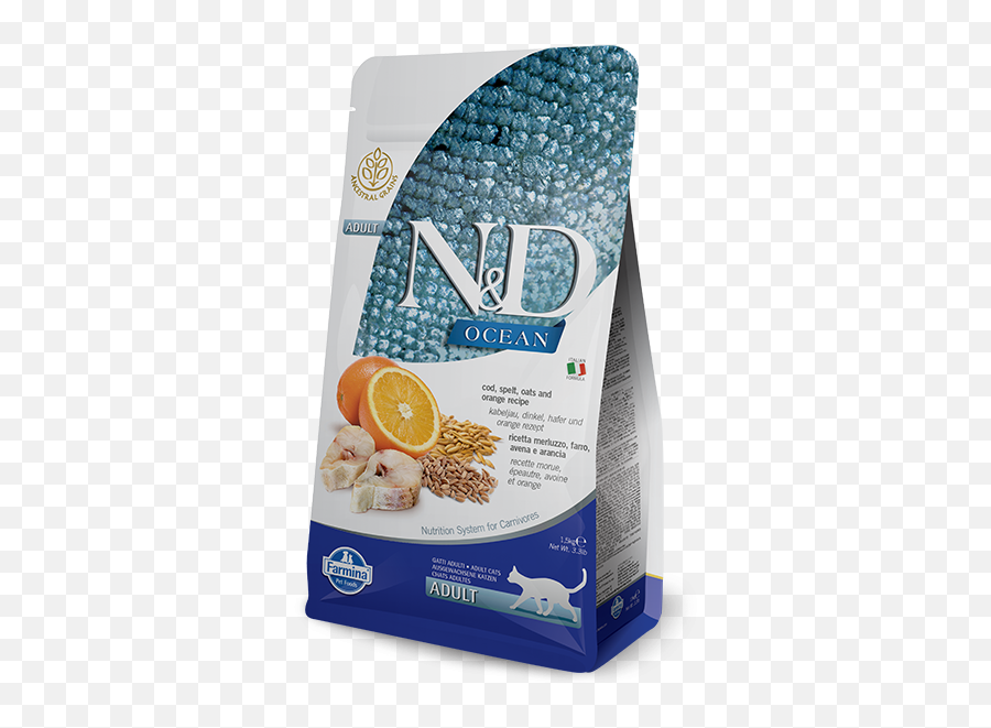 Farmina Ocean Nu0026d Natural U0026 Delicious Adult Cod Spelt Oats U0026 Orange Dry Cat Food Petflow - Farmina Ocean Codfish Spelt Oats Orange Adult Dry Cat Emoji,Vitacraft Emotion