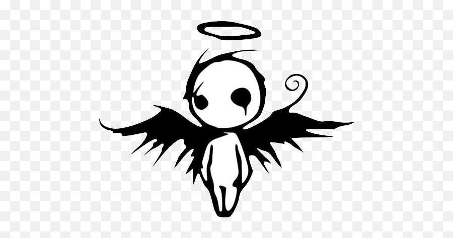 Emo Png - Simple Fallen Angel Drawings Emoji,Emotion Scene Clipart Black And White