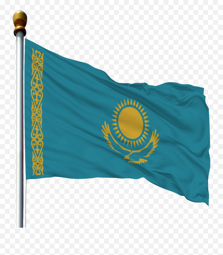 National Flag Of Kazakhstan With Flagpole Free Png Image - Transparent Nigeria Flag Png Emoji,??flag For Tajekstan Emoji