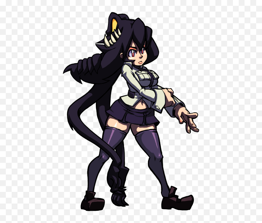 Download Anime Video Games Gif Png Base Black Dog - Cloudygif Filia Skullgirls Gif Transparent Emoji,Watamote Emoji