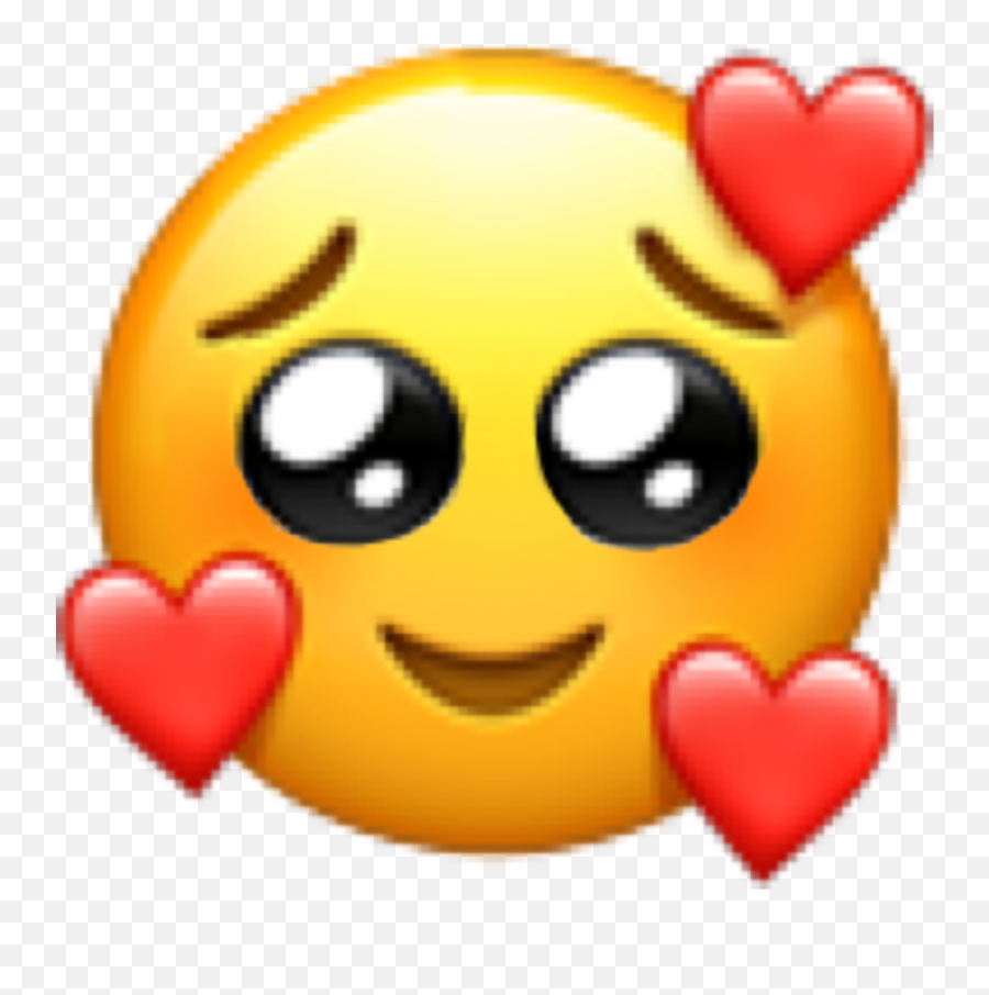 Emoji Aesthetic Hearts Cute Sticker - Pleading Emoji With Hearts,Blushing Emoji