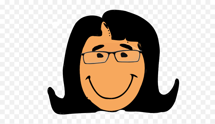 Woman With Glasses Black Hair Clip Art At Clkercom - Vector Grey Hair Clipart Emoji,Girl Cartoon Emoticon