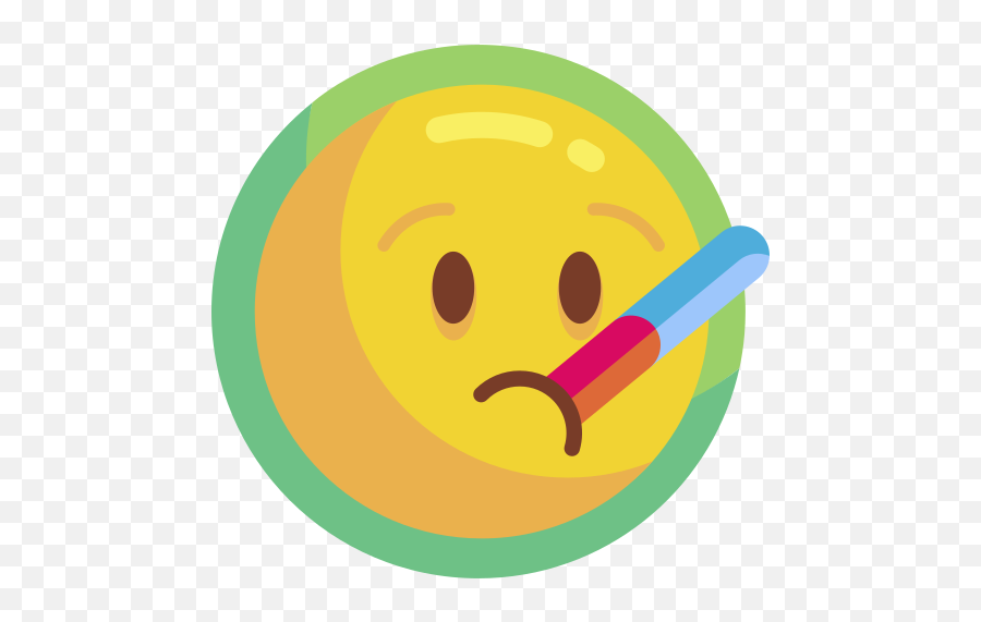 Thermometer - Happy Emoji,New Sick Emoji With Thermometer