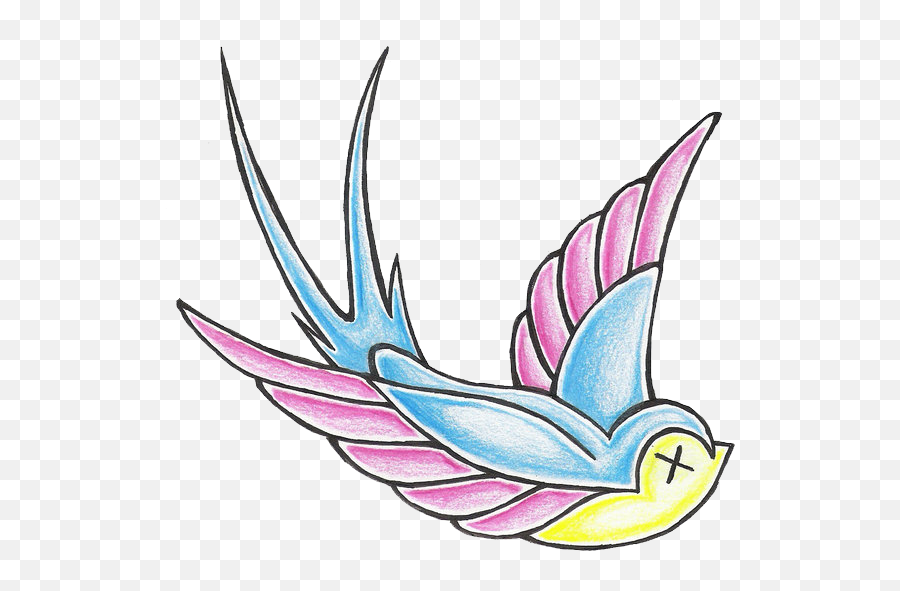 Bird Swallow Tattoo Barn Swallow - Handpainted Birds Flying Emoji,Purple Bird Emoji On Facebook
