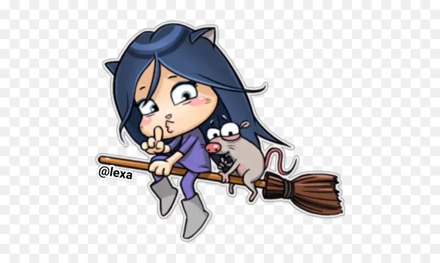Sticker Maker - Kitty The Witch Emoji,Broom Cleaning Emoji