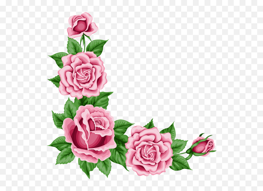 Romantic Pink Flower Border Transparent Png Png Svg Clip - Flower Design Border Rose Emoji,Pink Flower Emoji Transparent