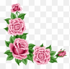 Romantic Pink Flower Border Transparent Png Png Svg Clip - Flower Design Border Rose Emoji,Pink Flower Emoji Transparent
