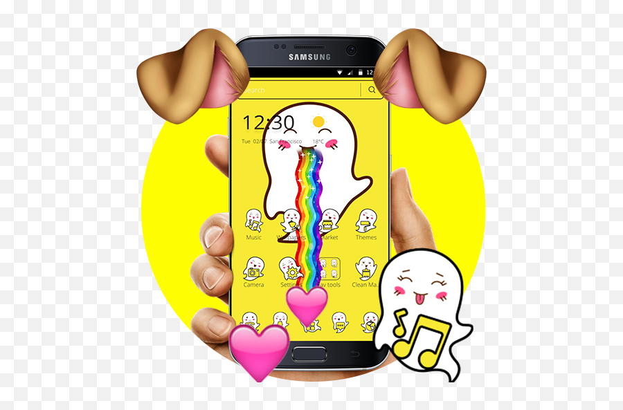 Cute Yellow Elfin Rainbow Theme Apk Download - Free App For Girly Emoji,Rain Bow Emoji Opuzzle