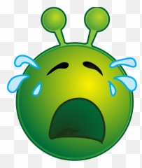 Smiley Green Alien Cry Clipart Free Download Transparent Emoji,Samsung Crying Green Emoji