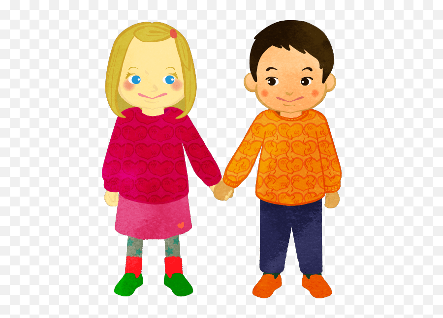 Boy And Girl Holding Hands Wearing A Heart Sweater - Cute2u Emoji,Free Romantic Emojis Holding Hands