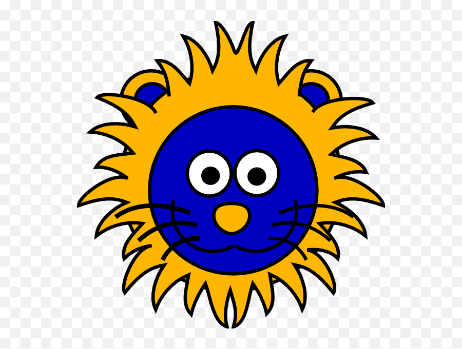 Cartoon Gold Blue Lion Clip Art At Clkercom - Vector Clip Cartoon Lion Emoji,Monkey Emoji With Flower Crown Png