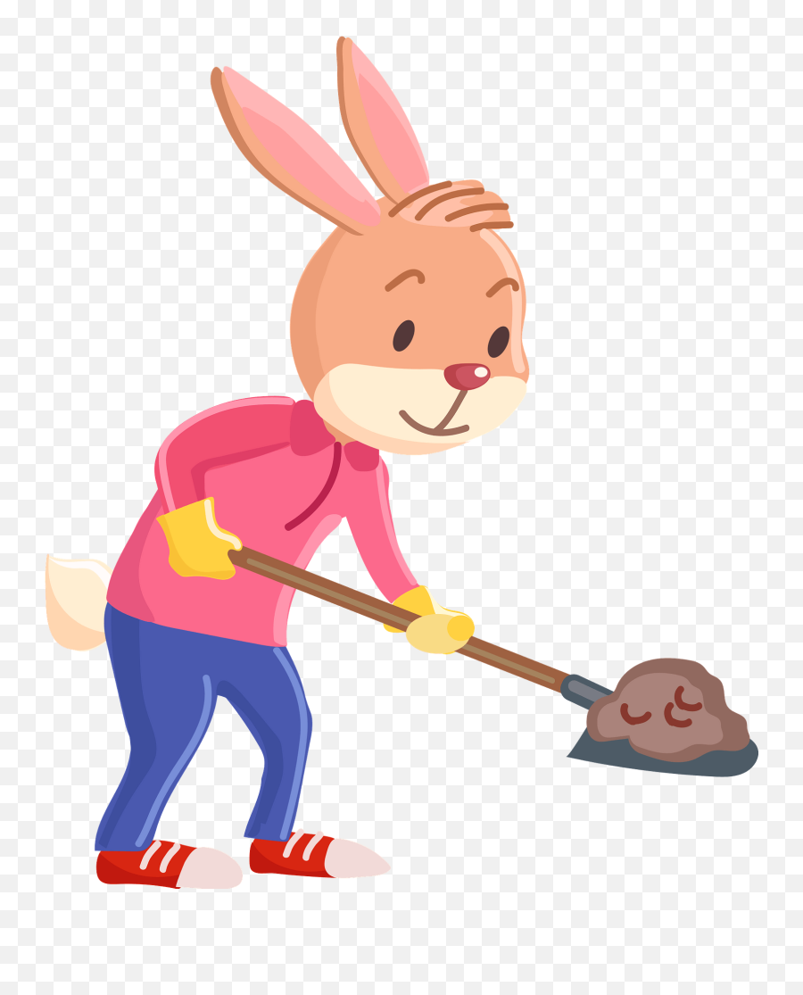 Rabbit With A Shovel Clipart - Broom Emoji,Is There A Shovel Emoji