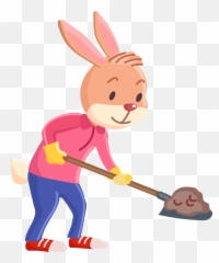 Rabbit With A Shovel Clipart - Broom Emoji,Is There A Shovel Emoji