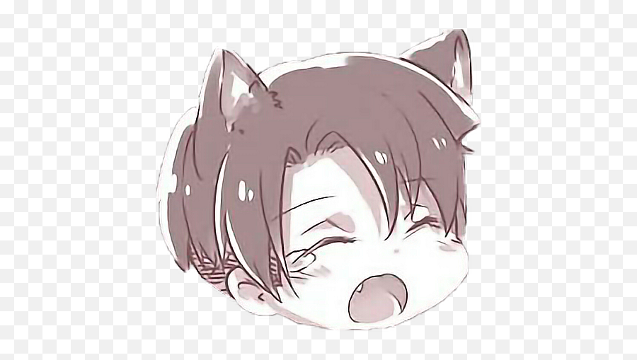 Levi Kawaii Animecatfreetoedit Sticker - Neko Cute Levi X Eren Emoji,Levi Face Emoji