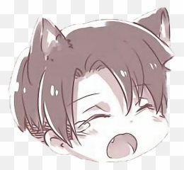 Levi Kawaii Animecatfreetoedit Sticker - Neko Cute Levi X Eren Emoji,Levi Face Emoji