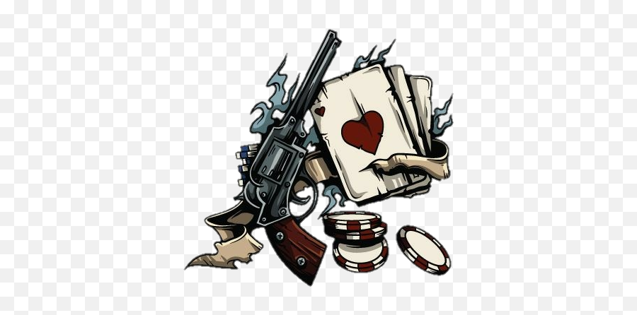 Gun Cards Poker Sticker - Gamble Gun Emoji,Heart And Gun Emoji