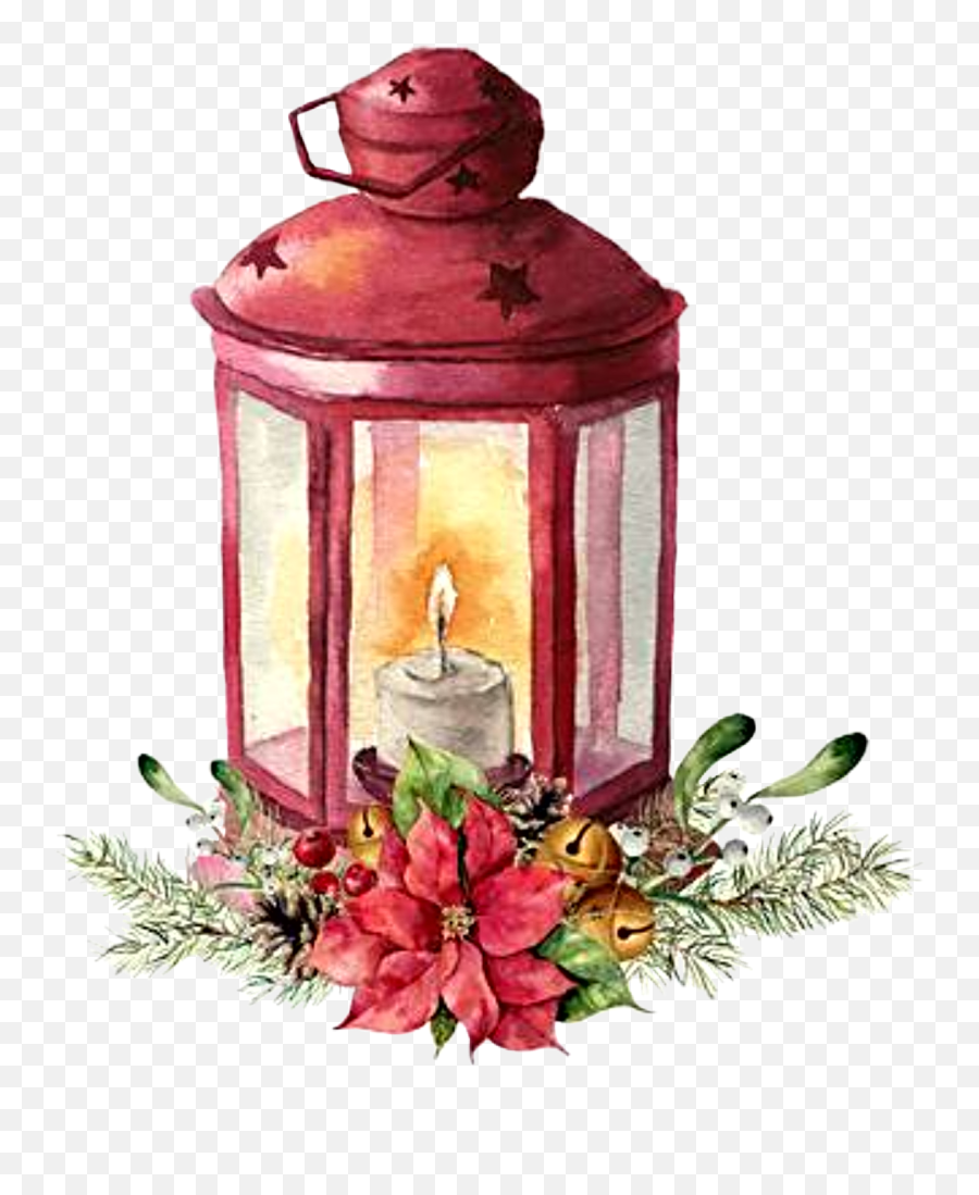 Watercolor Lantern Christmas Sticker By Stephanie - Free Christmas Lantern Clipart Emoji,Christmas Candle Emojis
