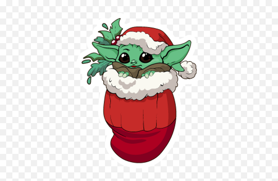 Star Wars Christmas Baby Yoda Sticker - Sticker Mania Christmas Baby Yoda Drawing Emoji,Bb8 Emoji