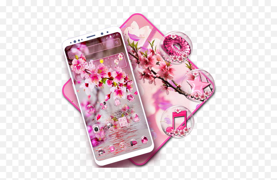 Gorgeous Pink Sakura Flowers Theme U2013 Google Play - Iphone Emoji,Sakura Flower Emoji