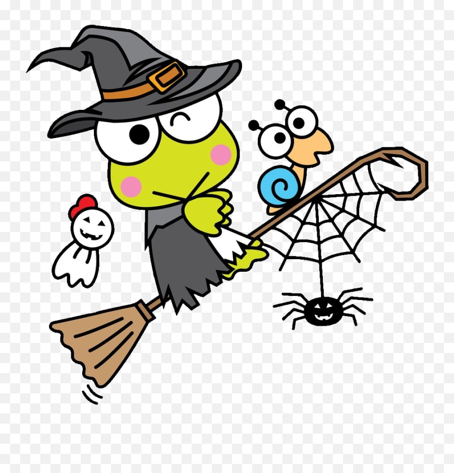 Keroppi Witch Halloween Ghost Sticker By - Sanrio Keroppi Halloween Emoji,Ghost Emoji Hat