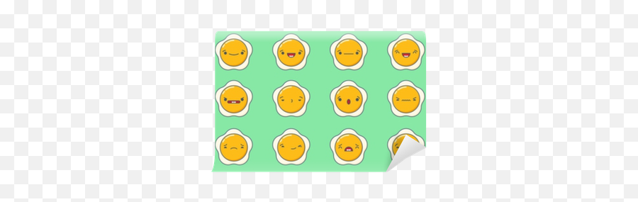 Mural De Parede Conjunto De Emoticons De Ovo Frito Kawaii De Vetor Isolado No Fundo Verde U2022 Pixers - Vivemos Para Mudar Emoji,Emoticons De Borboleta