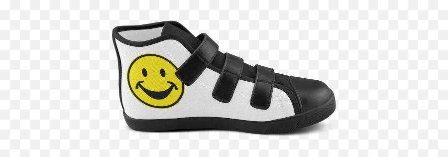 Funny Yellow Smiley For Happy People Velcro High Top Canvas Kidu0027s Shoes Model 015 Id D377527 - Round Toe Emoji,Octuopus Emoticon In German