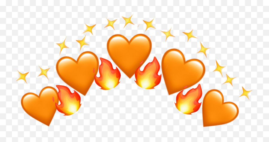 Heartcrown Hearts Emoji Orange Sticker By O - Girly,Emoji With Heart Crown